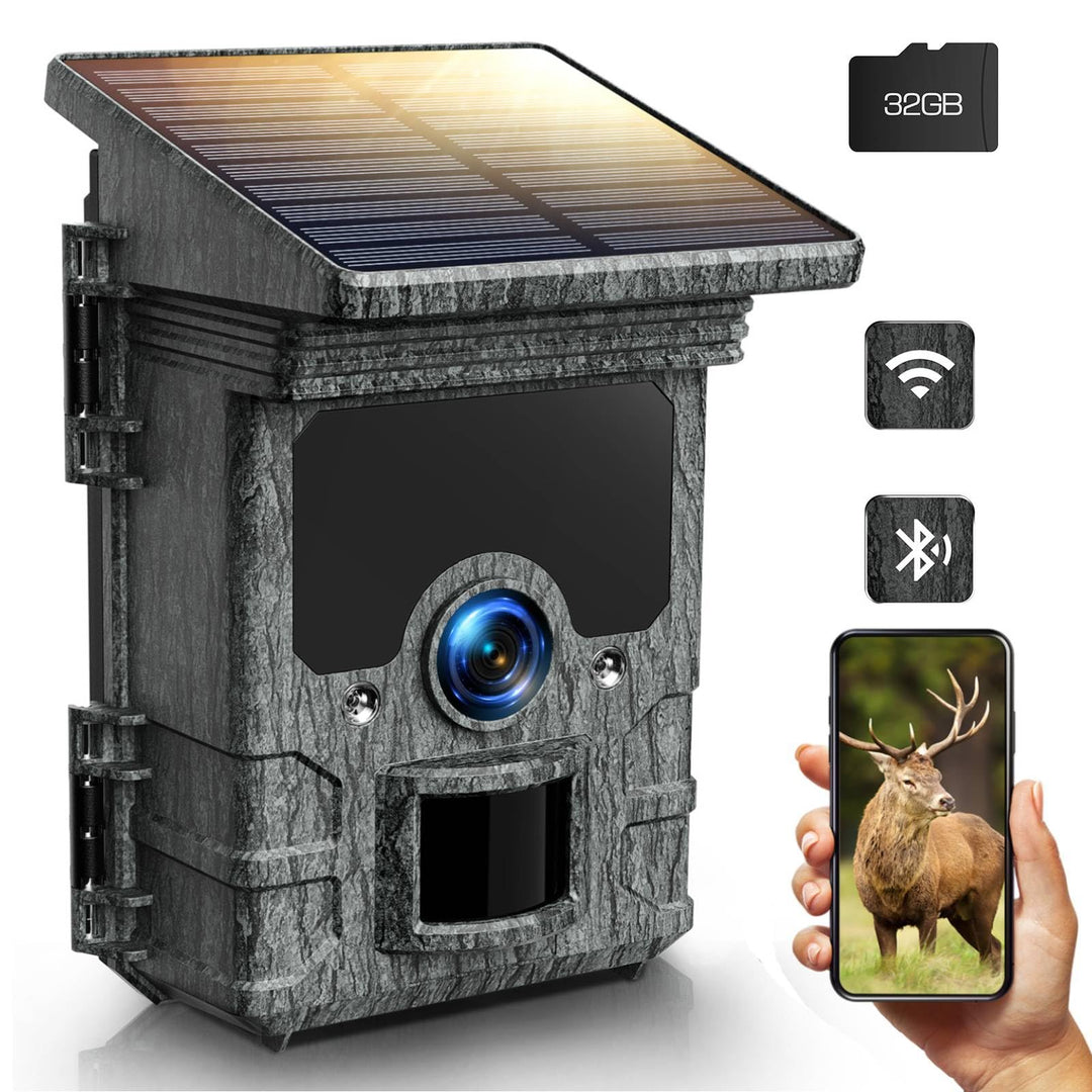 VOOPEAK Wildkamera Solar WLAN 4K 30fps 85MP, Wildkamera mit Handyübertragung APP, Wildtierkamera mit