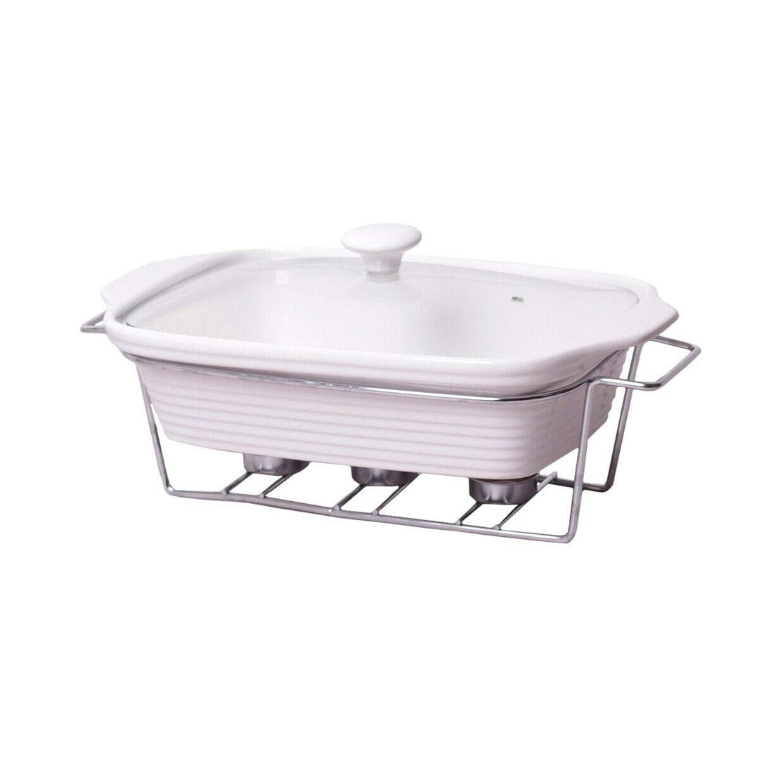 4BIG.fun Speisewärmer aus Keramik 2 L Chafing Dish Buffet-Set Keramik-Chafer Buffetwärmer Warmhalteb