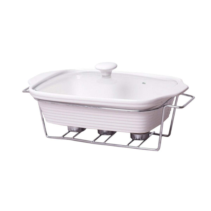 4BIG.fun Speisewärmer aus Keramik 2 L Chafing Dish Buffet-Set Keramik-Chafer Buffetwärmer Warmhalteb
