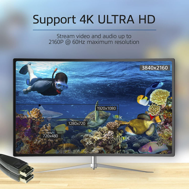 ACT Glasfaser DisplayPort Kabel 80m, 4K@60Hz, DP-Kabel 1.2a, Bandbreite 21.6 Gbps, Unterstützt HBR 2
