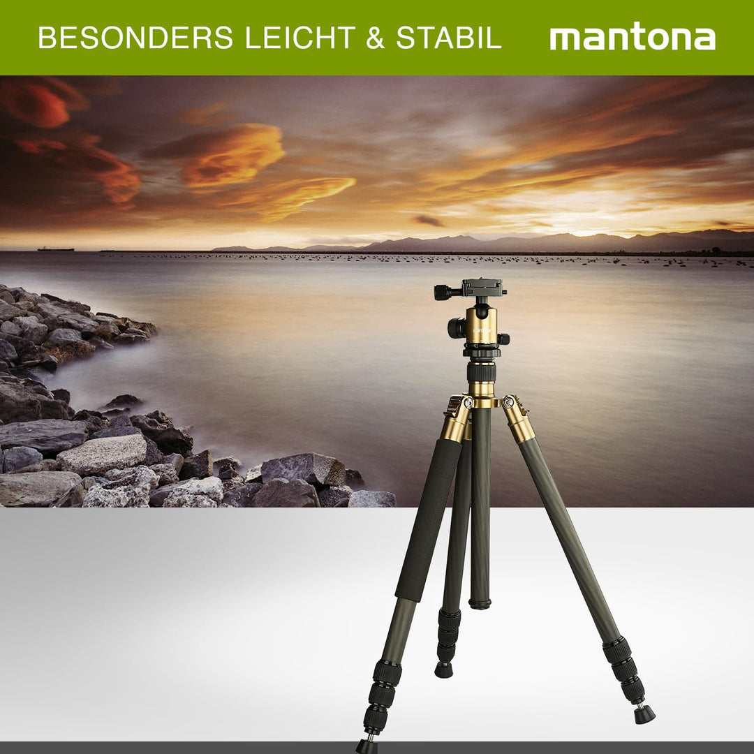 Mantona Titanium Carbon Kamerastativ mit Kugelkopf inkl. Schnellwechselplatte