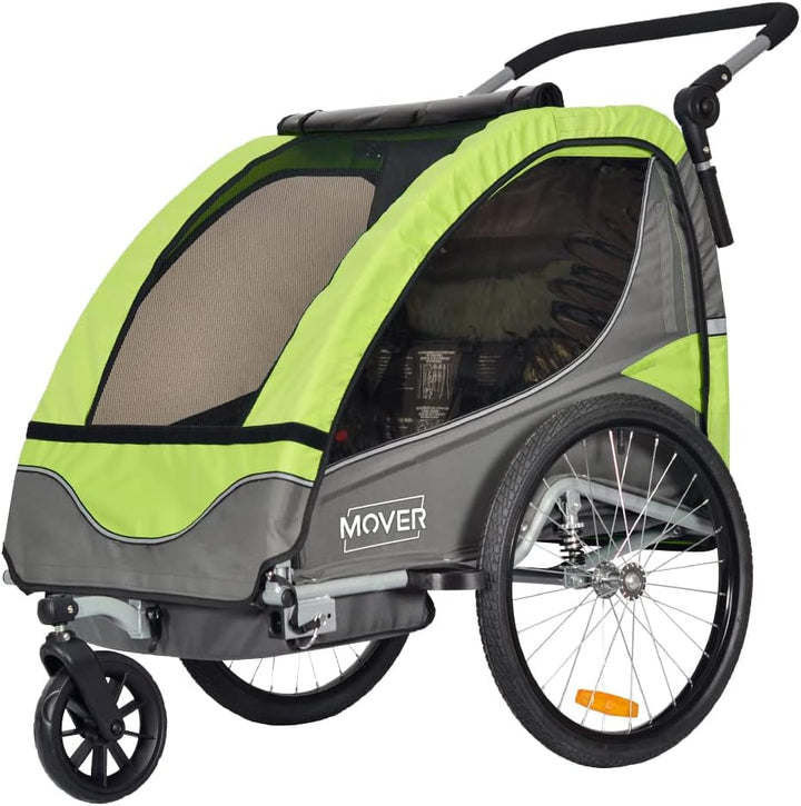 PAPILIOSHOP MOVER Anhänger Wagen und Kinderwagen für 1 oder 2 Kinder Grün,Rot, Grün,Rot