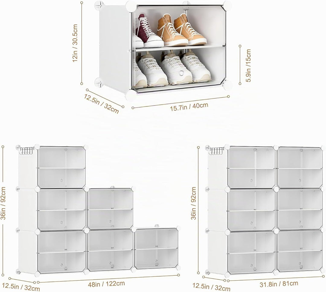 Schuhregal, Schuhschrank mit 12 Fächern, schuhregal hoch und schmal, schuhregal weiss, schuhschrank