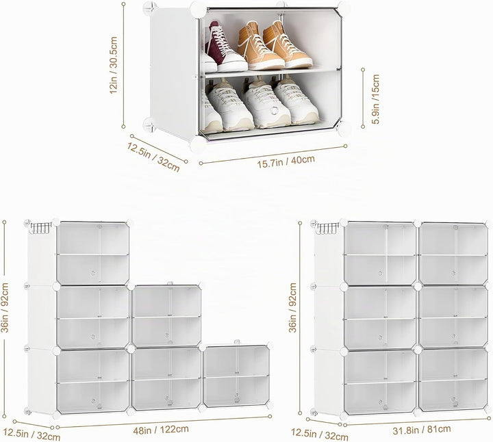 Schuhregal, Schuhschrank mit 12 Fächern, schuhregal hoch und schmal, schuhregal weiss, schuhschrank