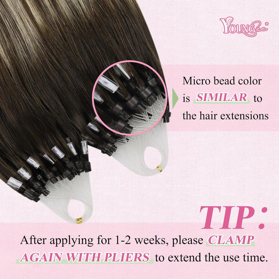 YoungSee Microring Extensions Ombre 55cm Echthaar 1g Braun Ombre Blond Micro Ring Hair Extensions In