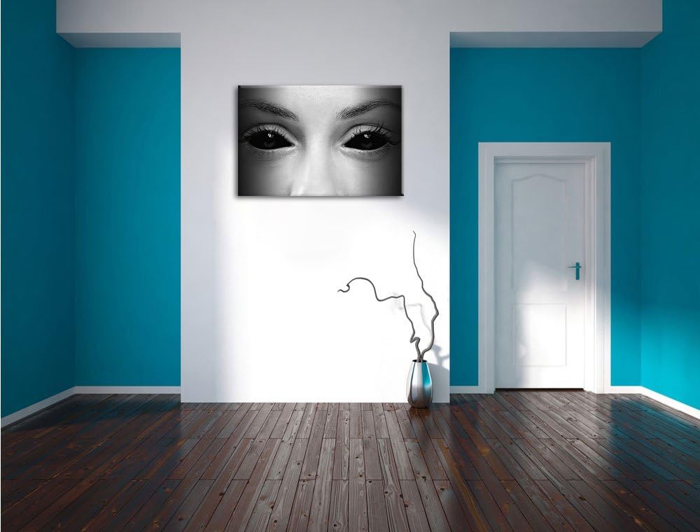 Pixxprint Böse Dämonenaugen Kunst B&W als Leinwandbild/Grösse: 100x70 cm/Wandbild/Kunstdruck/fertig
