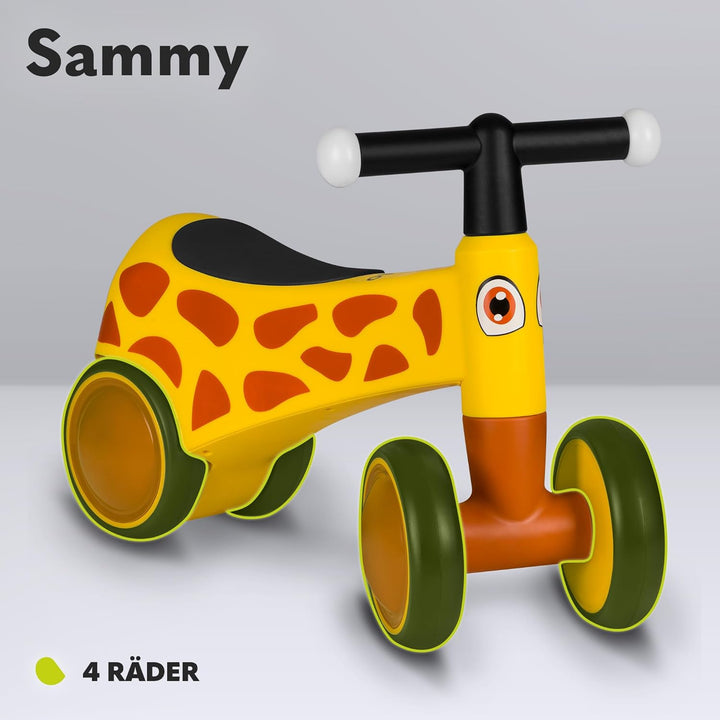 Lionelo Sammy Baby Rider 1 bis 3 Jahre, 4-Rad-Reiter bis 25 kg, rutschfeste Griffe mit Beleuchtung,
