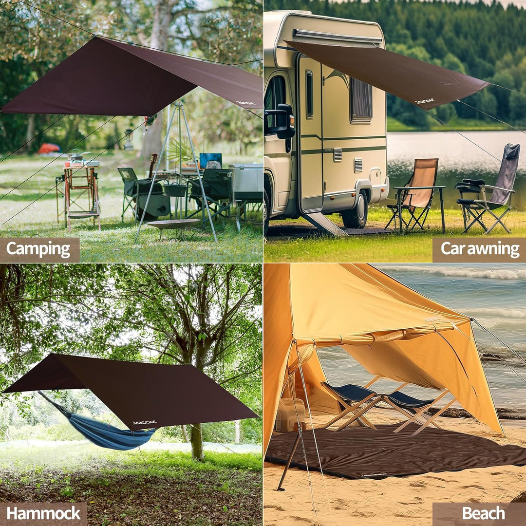 JAICOM Tarp Wasserdicht - 3x3M/4M/5M Camping Zeltplane, Ultraleicht und Tragbar, UV-Schutz & Schnee