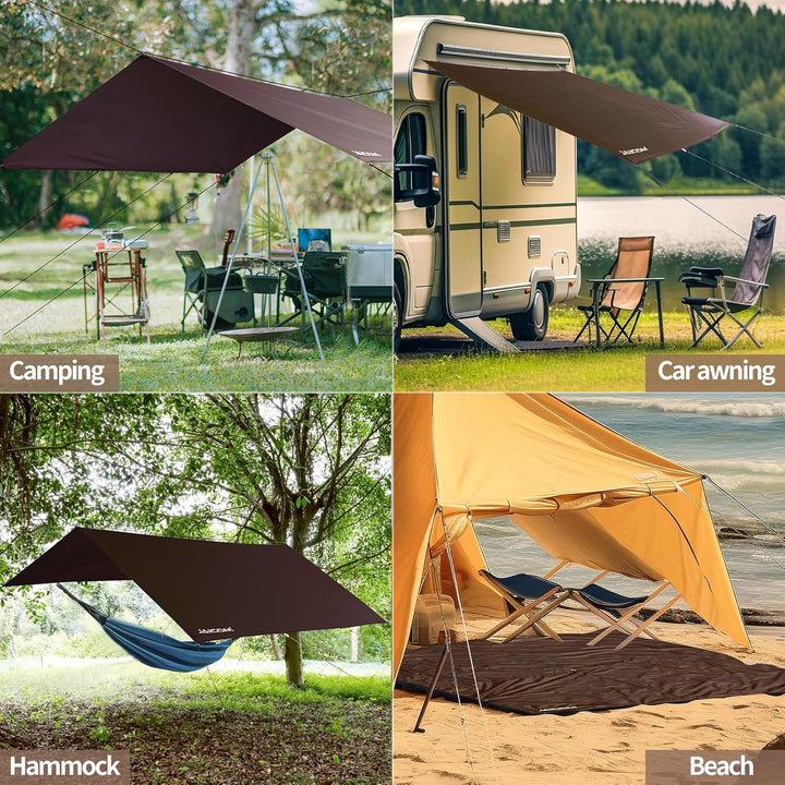 JAICOM Tarp Wasserdicht - 3x3M/4M/5M Camping Zeltplane, Ultraleicht und Tragbar, UV-Schutz & Schnee