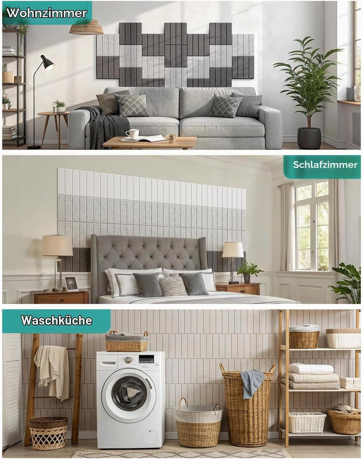 Soundsbay 18 Stück Akustikpaneele Selbstklebend, Akustikplatten aus Polyester zur Schalldämmung, 30×