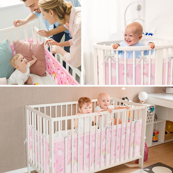 Aolso Bettumrandung Babybett, 2 Stück Nestchen für Kinderbetten Kantenschutz Baby Babybett, Atmungsa
