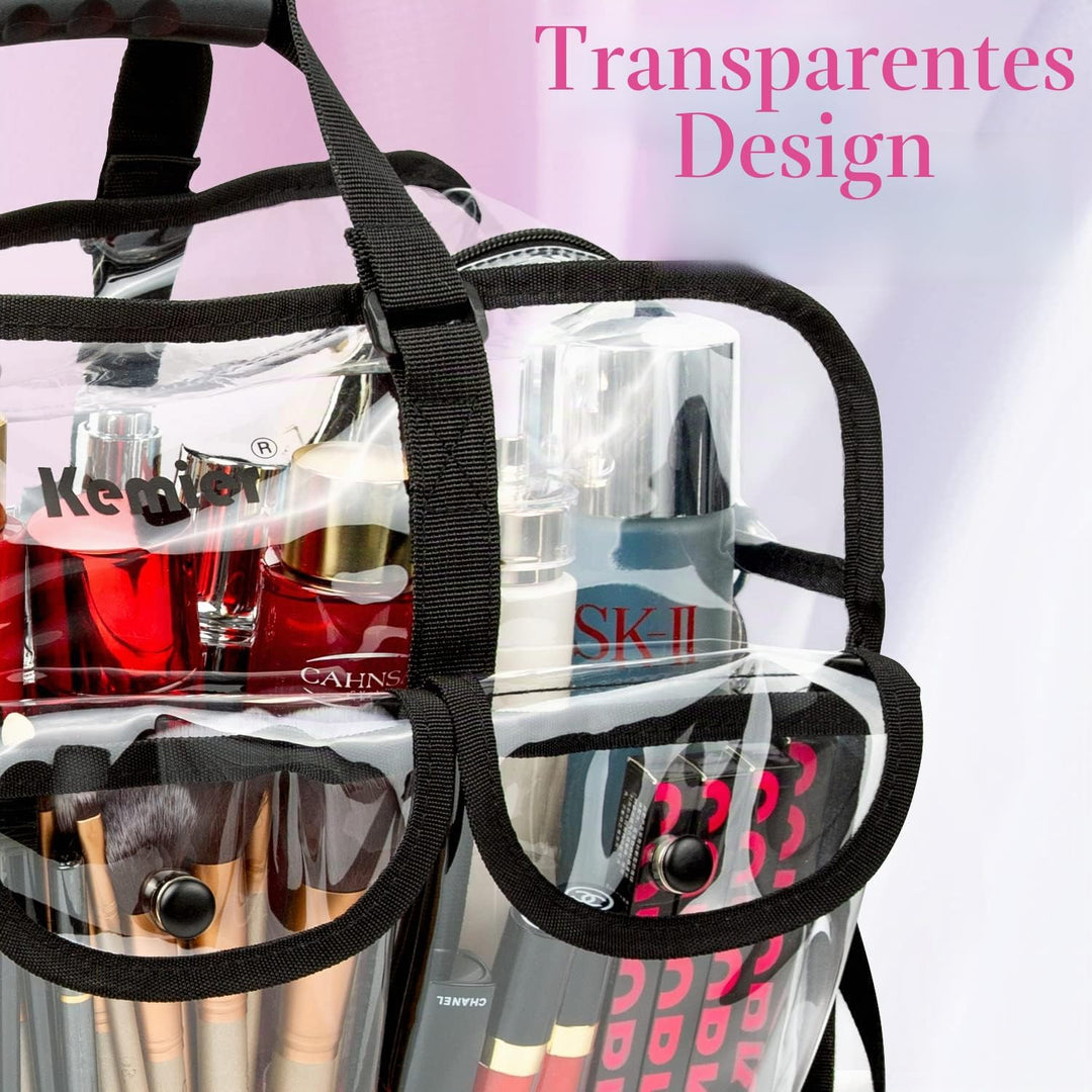 Kemier Durchsichtige Tasche Reise Make-up Tasche mit 6 Aussentaschen Kosmetik Organizer Kosmetiktasc