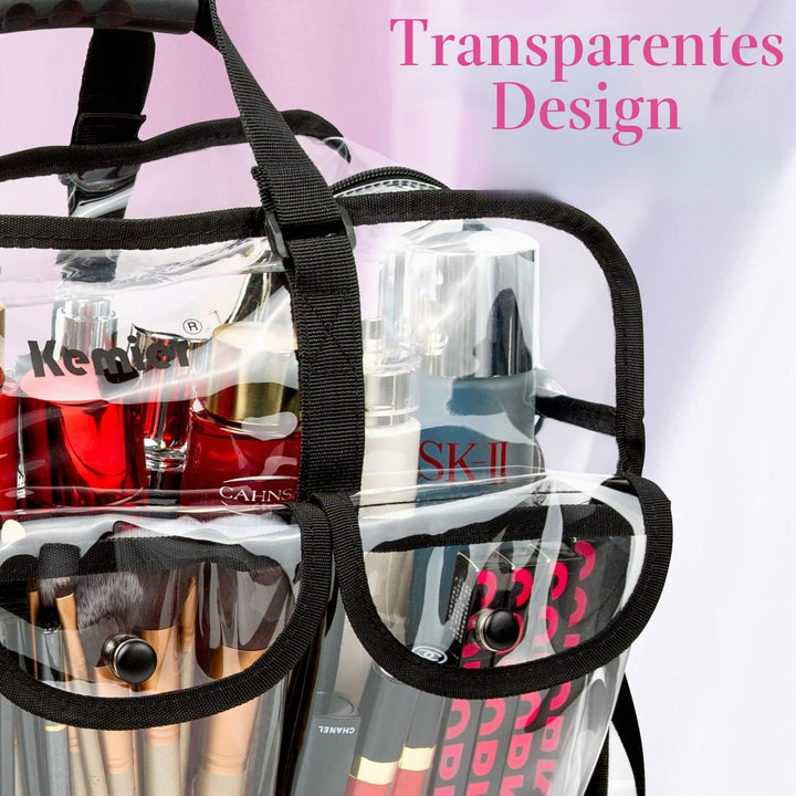 Kemier Durchsichtige Tasche Reise Make-up Tasche mit 6 Aussentaschen Kosmetik Organizer Kosmetiktasc