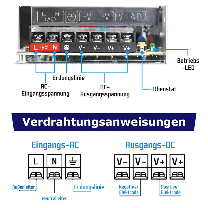 LightingWill Schaltnetzteil 24V 8,1A 100W Netzteil, LED Trafo Schaltwandler AC 230V auf DC 24 Volt,