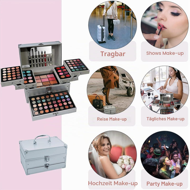 MKNZOME Schminkkasten Make-Up Set, Professionelles Kosmetische Schmink Set mit Lidschatten Lippenglo