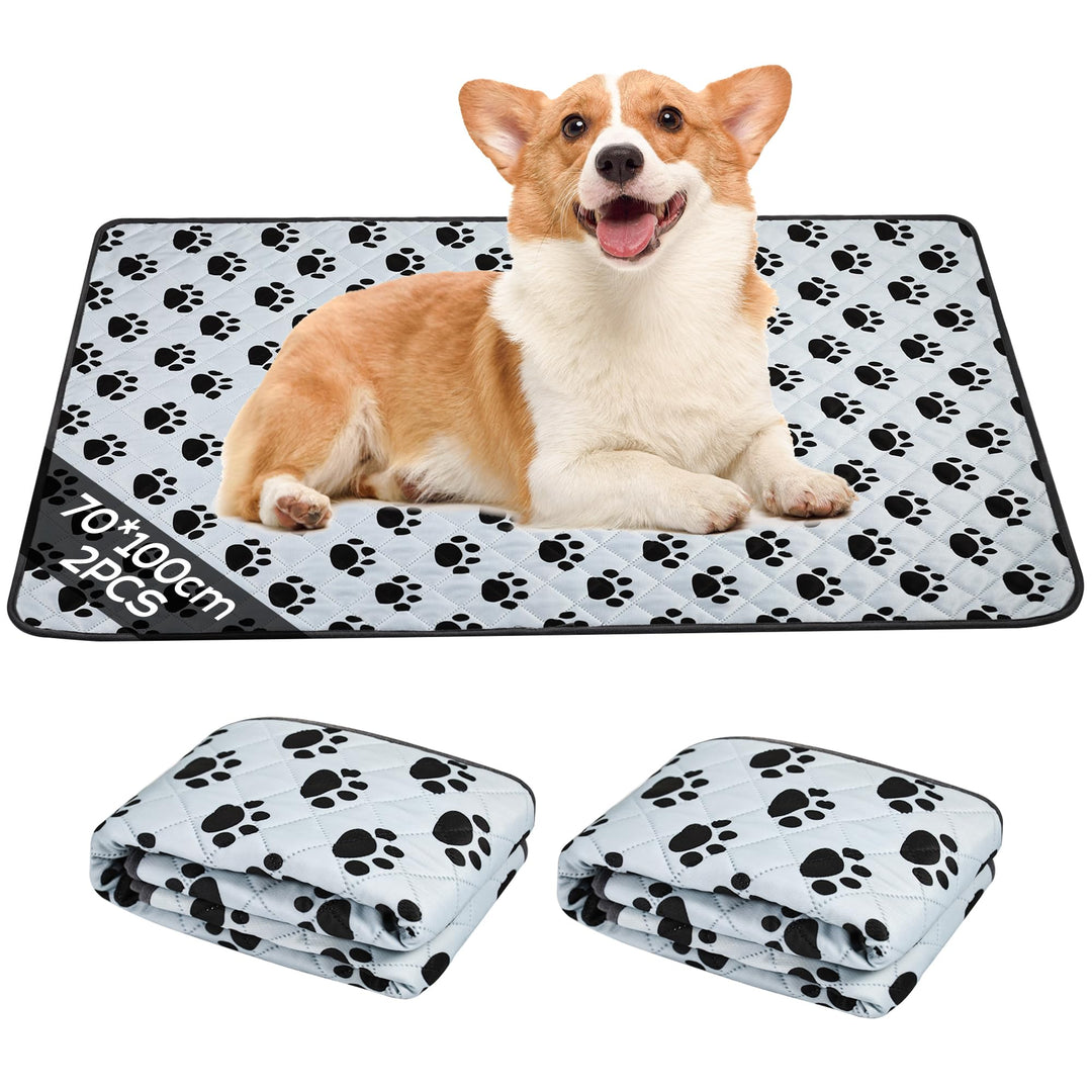 2 Stück Waschbar Haustier-Urinunterlage, 70*100 cm Wiederverwendbare Welpenunterlagen Matte, Hundeto
