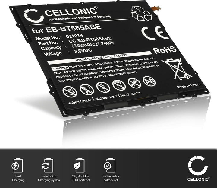 CELLONIC, Akku für Tablet kompatibel mit Samsung Galaxy SM-T580 Tab A 10.1, SM-T585 A (3.8V, 7300mAh