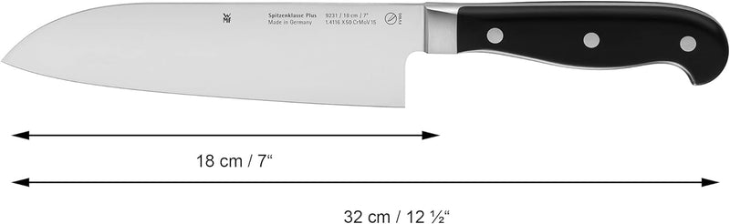 WMF Spitzenklasse Plus Santoku Messer 32 cm, Made in Germany, Messer geschmiedet, Performance Cut, S