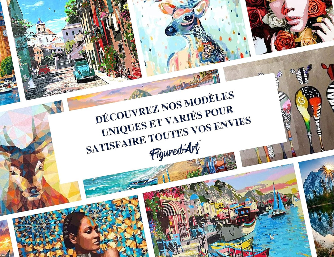 Figured'Art Malen Nach Zahlen Erwachsene Bucht der Delfine - Paint by Numbers Basteln DIY Bastelset