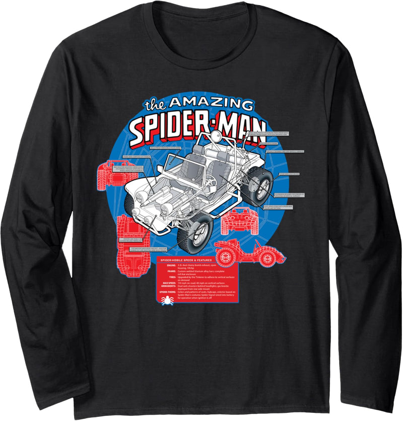 Marvel The Amazing Spider-Man Spider-Mobile Schematic Langarmshirt