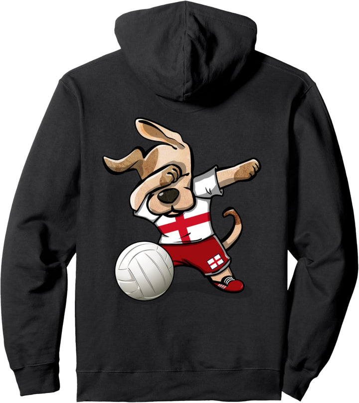Lustiger Tupfender Hund England Volleyball Englische Flagge Pullover Hoodie