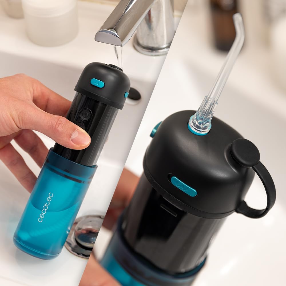 Cecotec Tragbarer Zahnreiniger Toothcare Jet Splash. Kompakter und leichter Reise-Irrigator mit 3 Mo