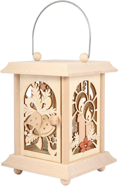 Drechslerei Kuhnert Tischlaterne/Teelichthalter - Motiv: Weihnacht aus Edelholz - Masse: 11,5 x 11,5