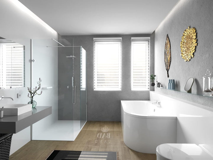 BADLAND Original Badewanne 170x75 cm Links Acryl KOMPLET KOMPLETTSET SET Schürze Siphon Wanne Eckwan