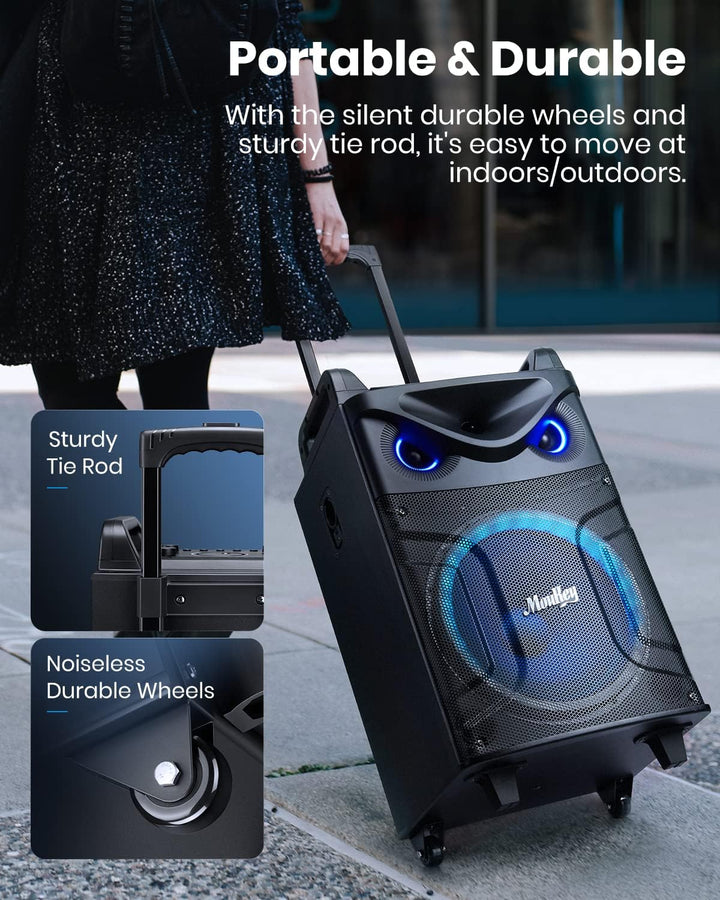Moukey Karaoke Maschine mit 2 drahtlosen Mikrofonen, Bluetooth Lautsprecher Tragbares Karaoke Anlage
