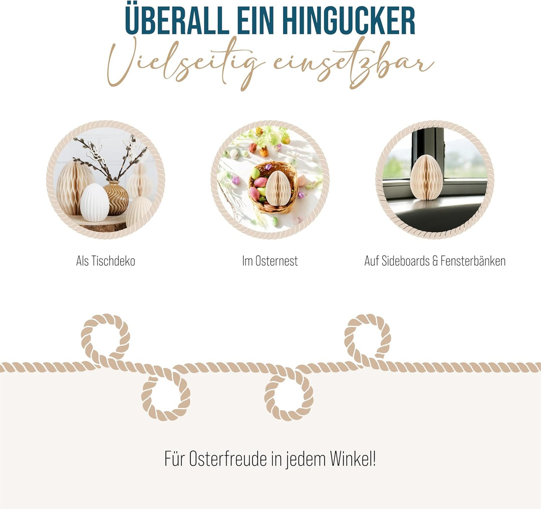 Osterei-Dekoration: Ei-Osterdeko aus Papier, Deko-Figur für Tisch & Ostergesteck, Ostereier Indoor,