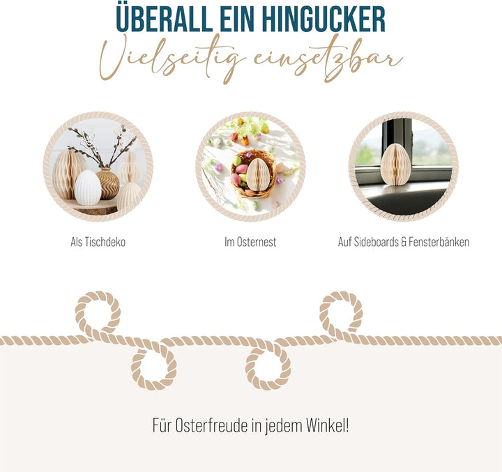 Osterei-Dekoration: Ei-Osterdeko aus Papier, Deko-Figur für Tisch & Ostergesteck, Ostereier Indoor,