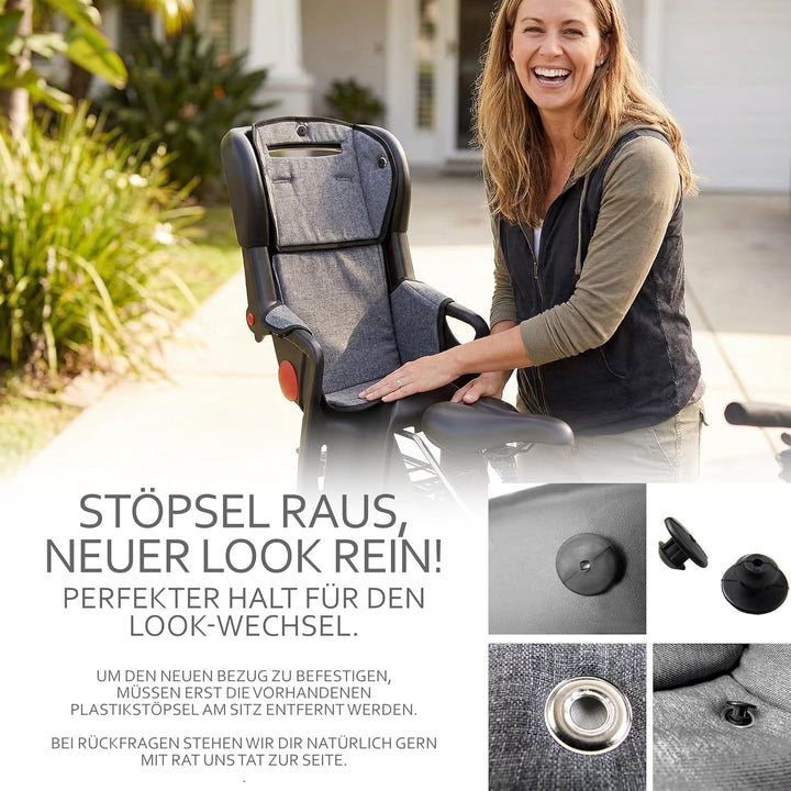 Ersatzbezug Sitzkissen Bezug [Auflage für Kinder Fahrradsitz] kompatibel mit Römer Jockey (blau meli