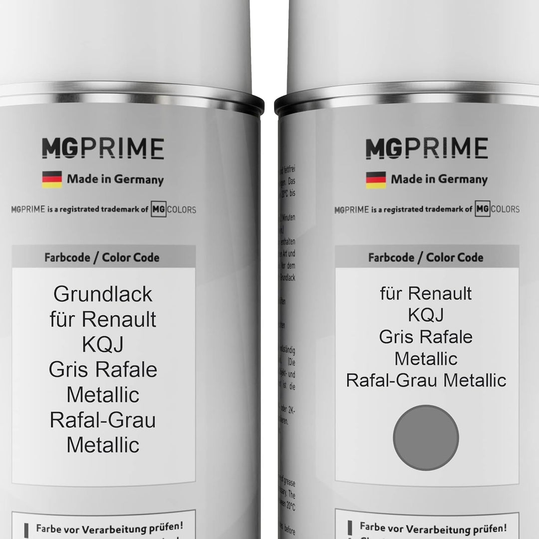 MG PRIME Autolack Sprühdosen Set für Renault KQJ Gris Rafale Metallic/Rafal-Grau Metallic Grundlack