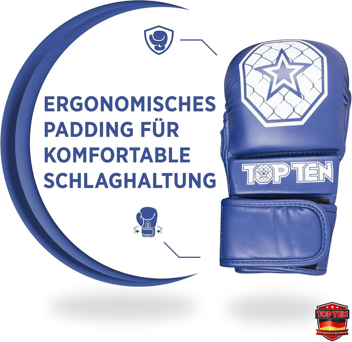 TOP TEN MMA Sparringhandschuhe Contender | MMA Amateur Handschuhe Blau XL, Blau XL