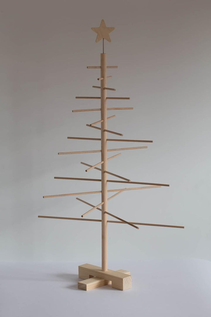 xmas3 S-75 cm Weihnachtsbaum aus Holz, Natural, 48 x 48 x 75
