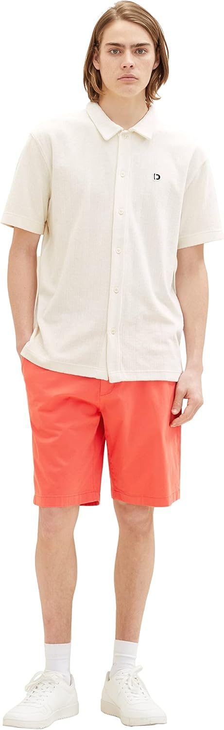 TOM TAILOR Denim Herren Relaxed Fit Chino Bermuda Shorts XS 11042 - Plain Red, XS 11042 - Plain Red