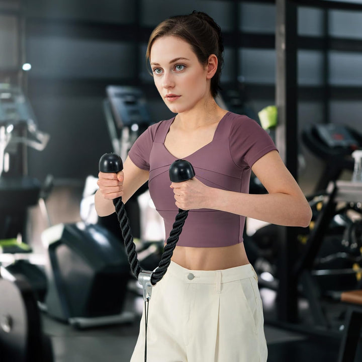 KOMFOTTEU 4 TLG. Pull Down Aufsatz, Zubehör Set für Kabelmaschine, Trizeps Fitness Griffe aus Stahl,