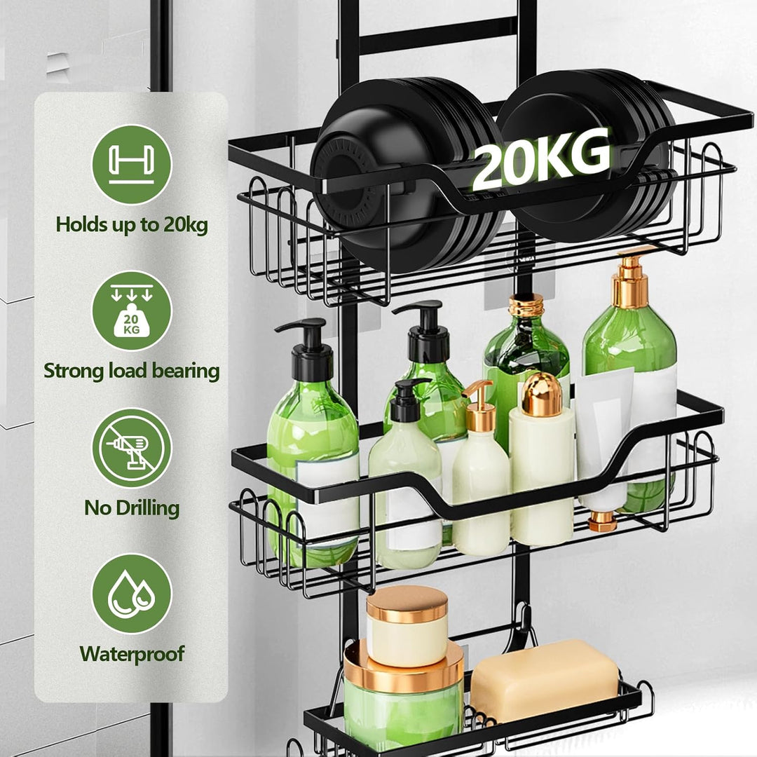 Duschablage ohne Bohren Schwarz, Duschablage zum HäNgen, Duschregal ohne Bohren füR GlastüR, Shampoo