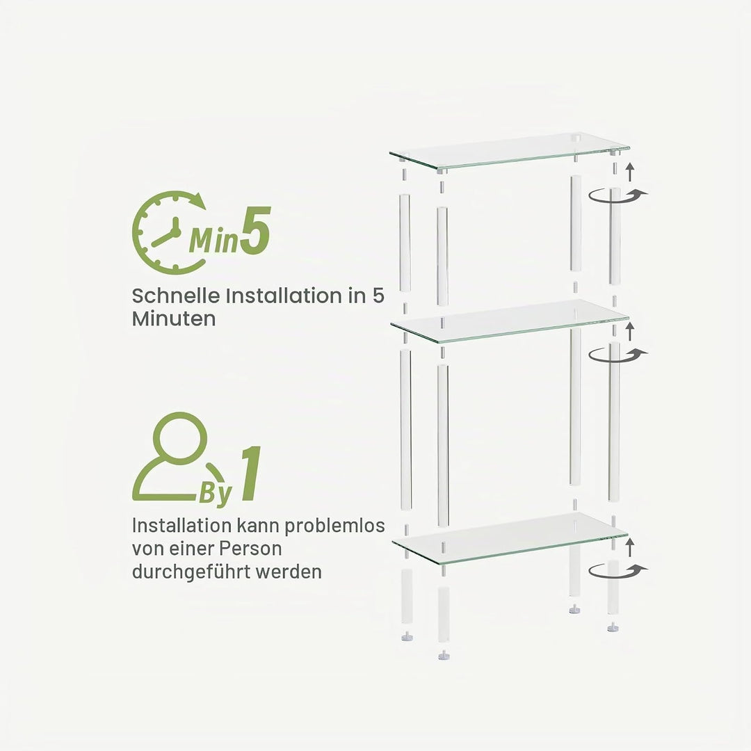 Beistelltisch Glas Glastisch Klein LET523TR 3 Etagen, 3 Etagen