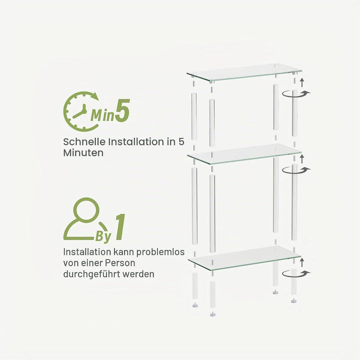 Beistelltisch Glas Glastisch Klein LET523TR 3 Etagen, 3 Etagen