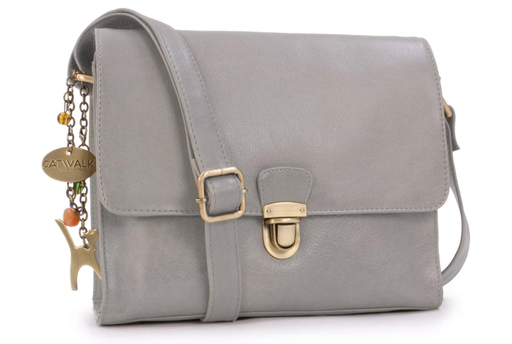 Catwalk Collection Handbags - Vintage Leder - Umhängetasche/Schultertasche - Passend für iPad und Ta