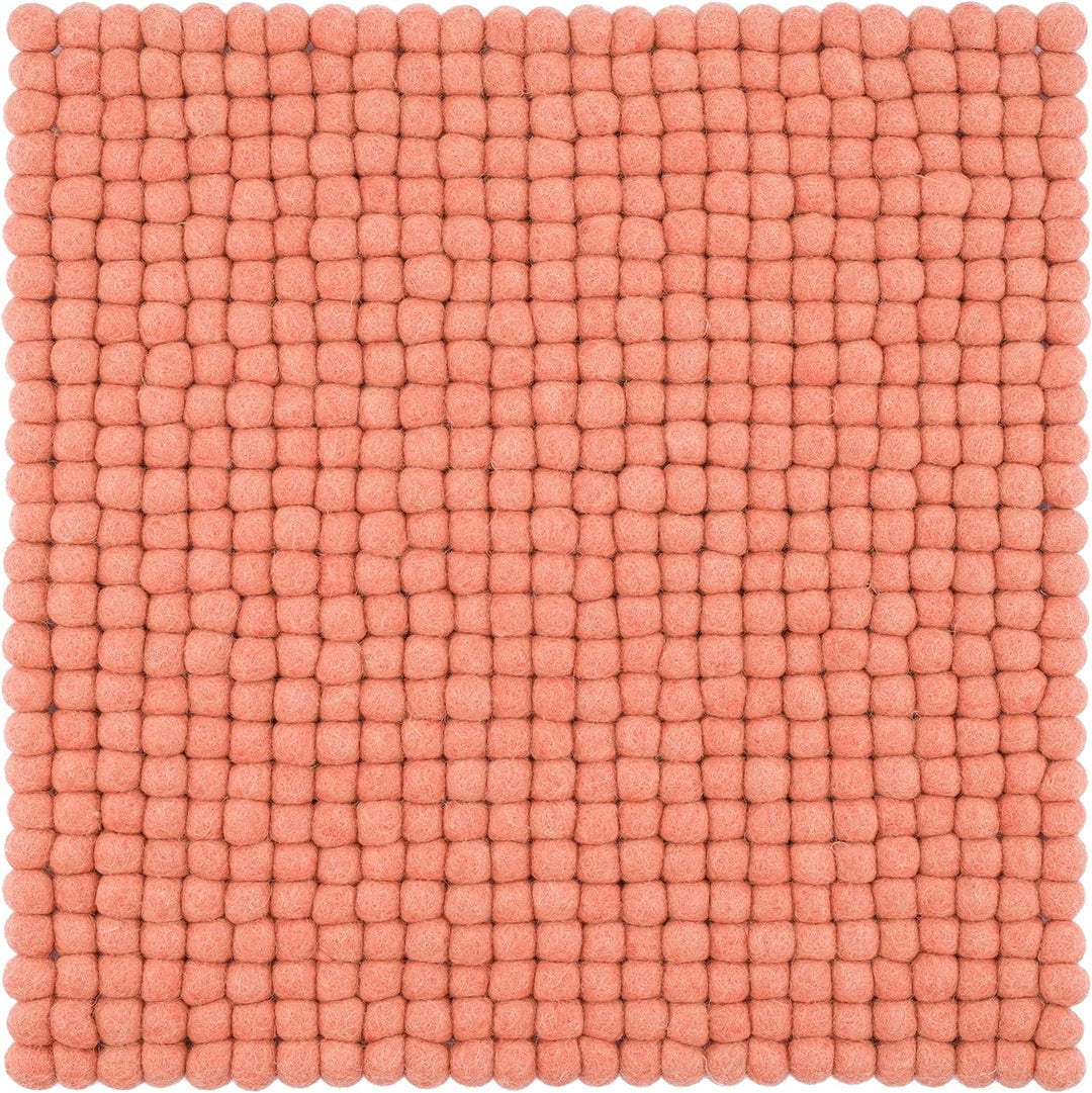 myfelt Filzkugel-Sitzauflage Stuhlauflage - Lea - quadratisch, 36x36 cm, Lachsfarben, Lachsfarben