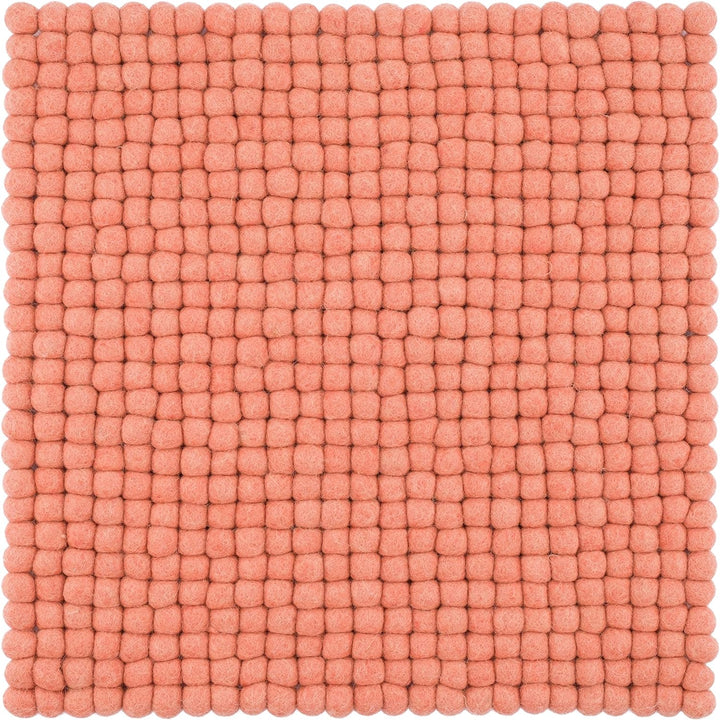 myfelt Filzkugel-Sitzauflage Stuhlauflage - Lea - quadratisch, 36x36 cm, Lachsfarben, Lachsfarben