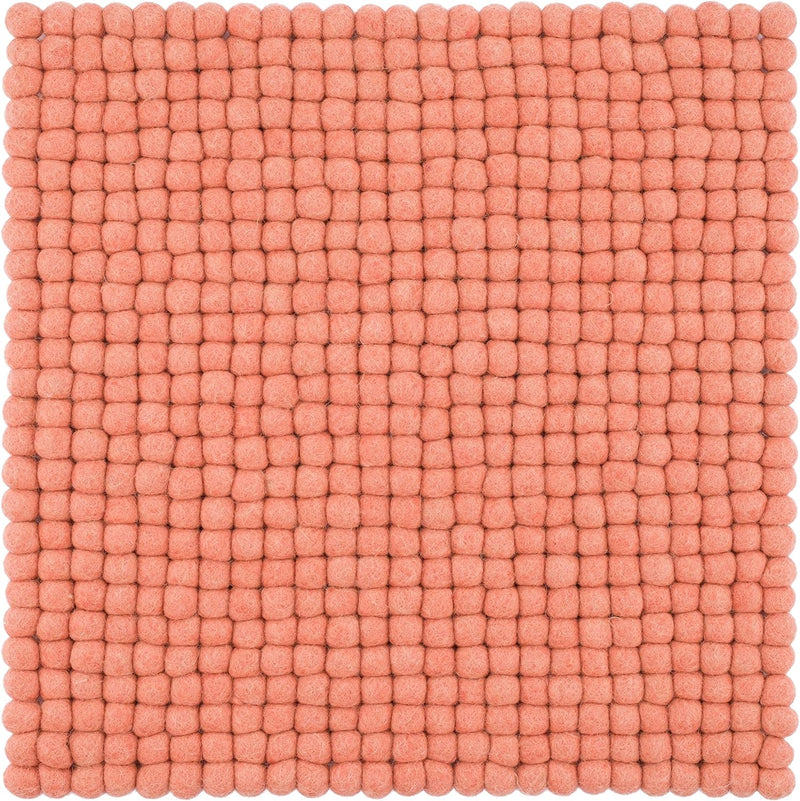myfelt Filzkugel-Sitzauflage Stuhlauflage - Lea - quadratisch, 36x36 cm, Lachsfarben, Lachsfarben