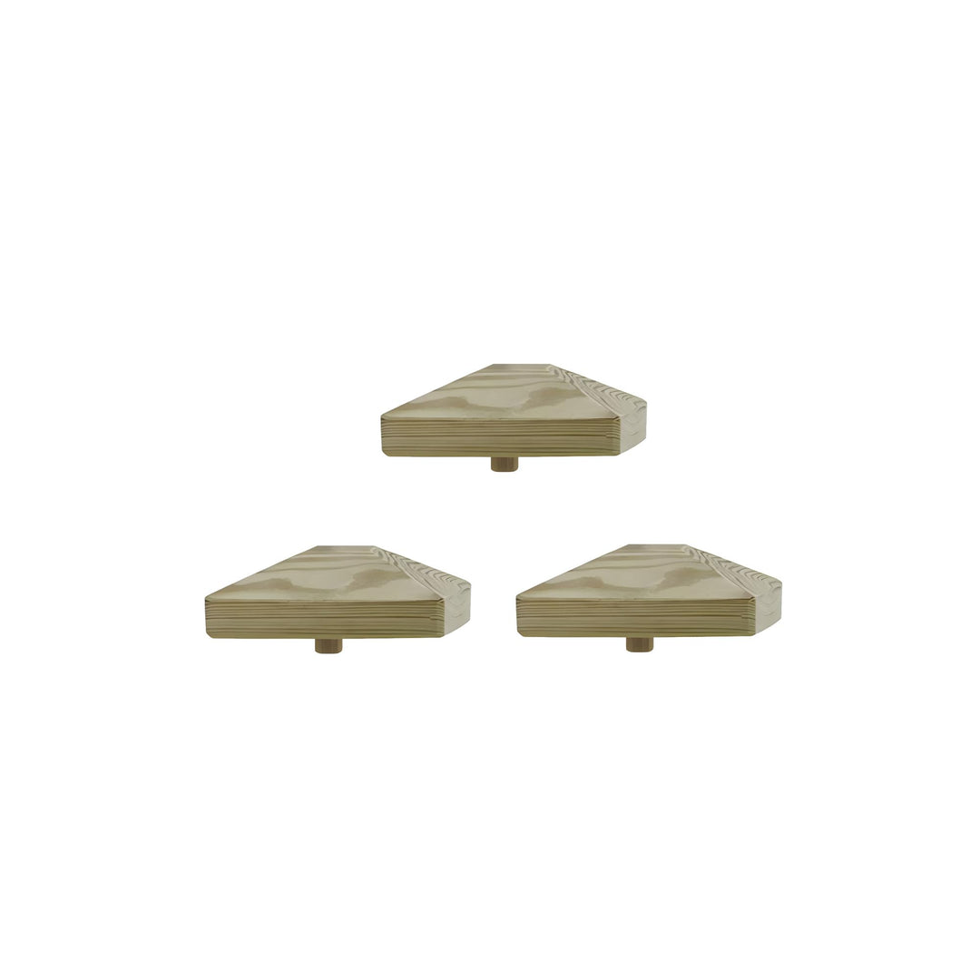 Pfostenkappe | Holz imprägniert | 130 x 130 mm | 3 Stück | Eckige Abdeckkappe für Garten Holzpfosten