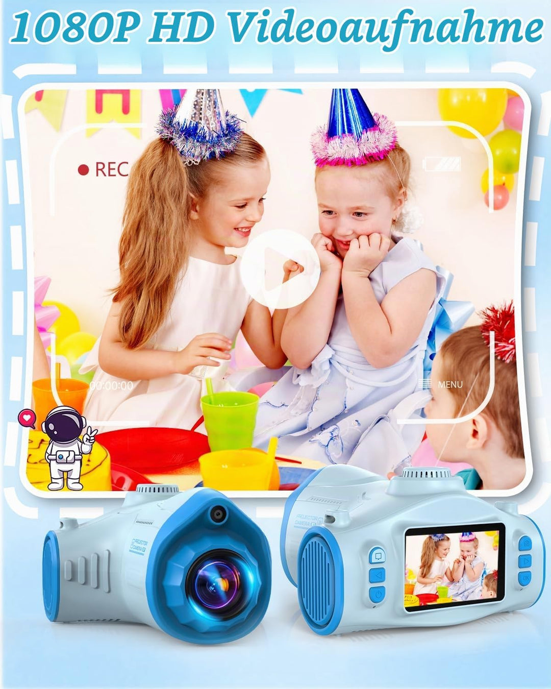 Kinderkamera, 3 in 1 Beamer Projektor Kamera 1080P Digitalkamera Fotoapparat Fotokamera Kinder, Weih