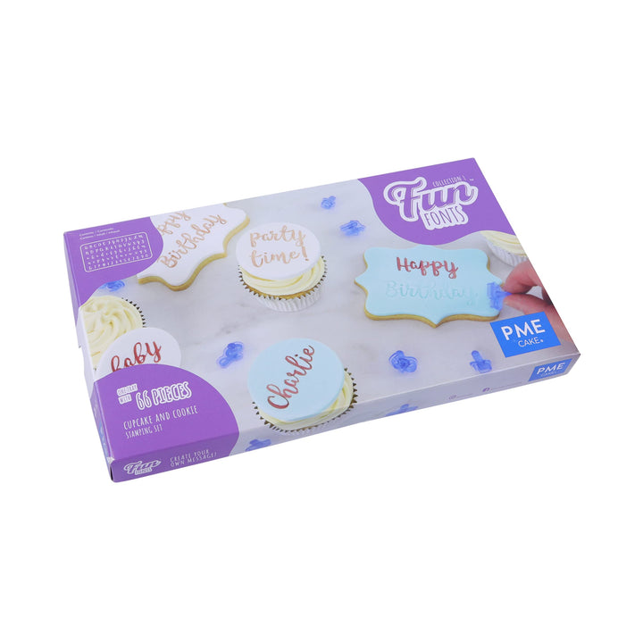 PME Fun Fonts - Cupcake- und Keks-Stempel-Set für Tortengestaltung, 66 Teile, Kollektion 1 Kollektio