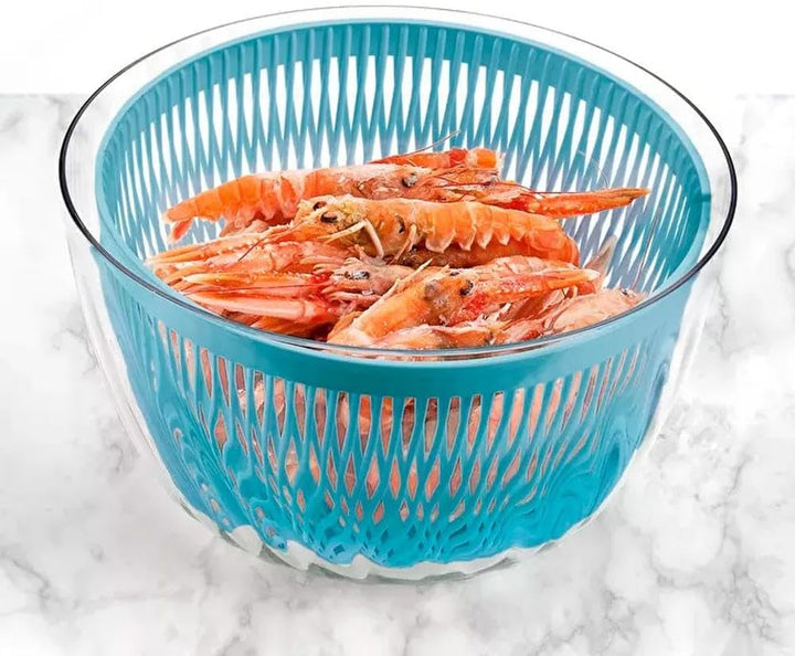 Guzzini - Kitchen Active Design, SPIN&STORE Salatschlüder mit Deckel - Azur Matt, Ø26 x h19 cm | 40