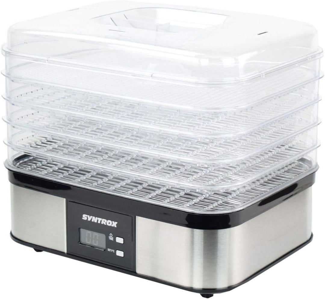Syntrox Germany Edelstahl Dörrgerät Dörrautomat Edelstahl 350 Watt Trockner Dehydrator Dörrapparat,D