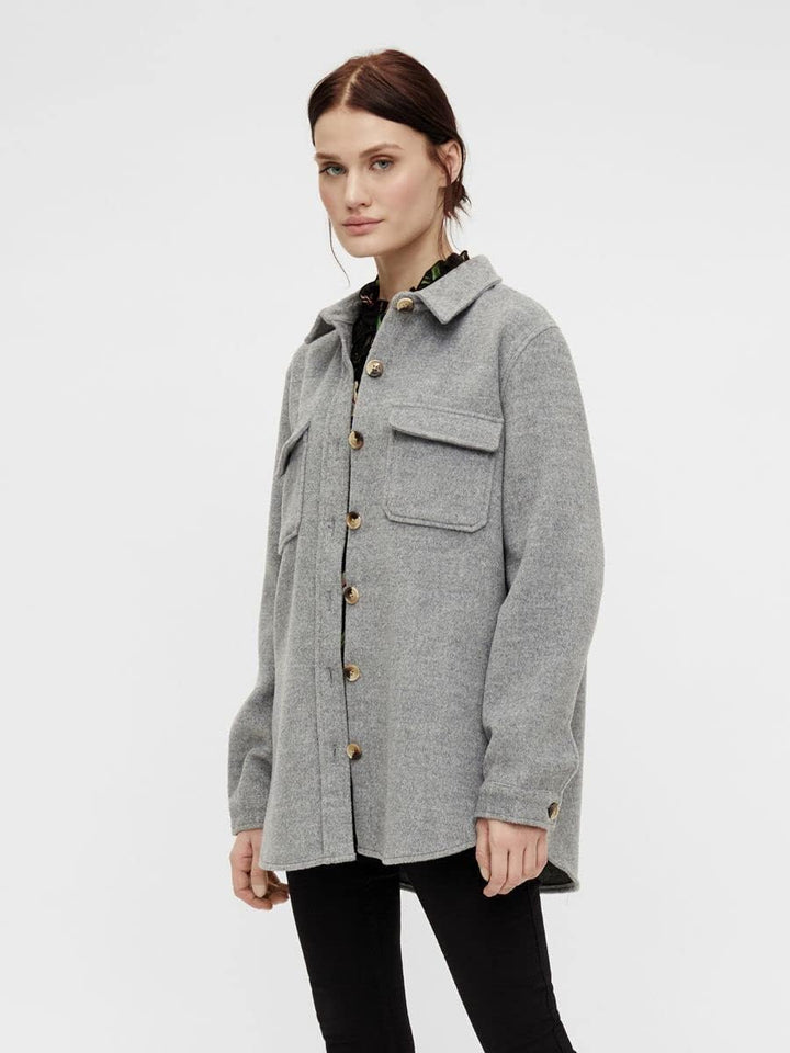 Object Damen Objvera Owen L/S Jacket Noos Jacke 40 Medium Grey Melange, 40 Medium Grey Melange